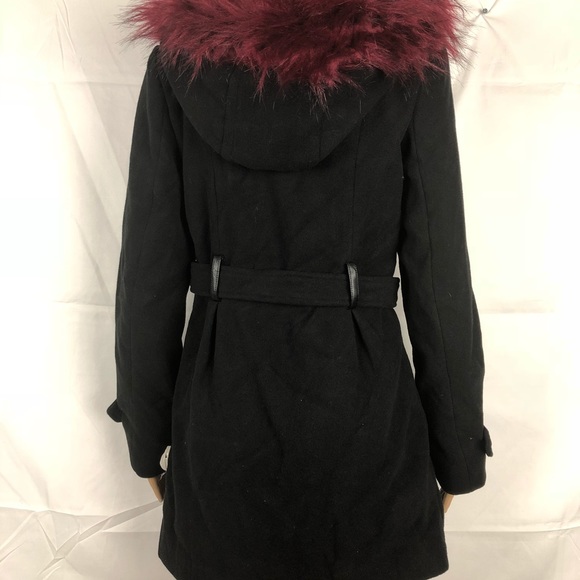 Bcx Juniors' Faux-Fur Hooded Peacoat MSRP $69 - Picture 4 of 5